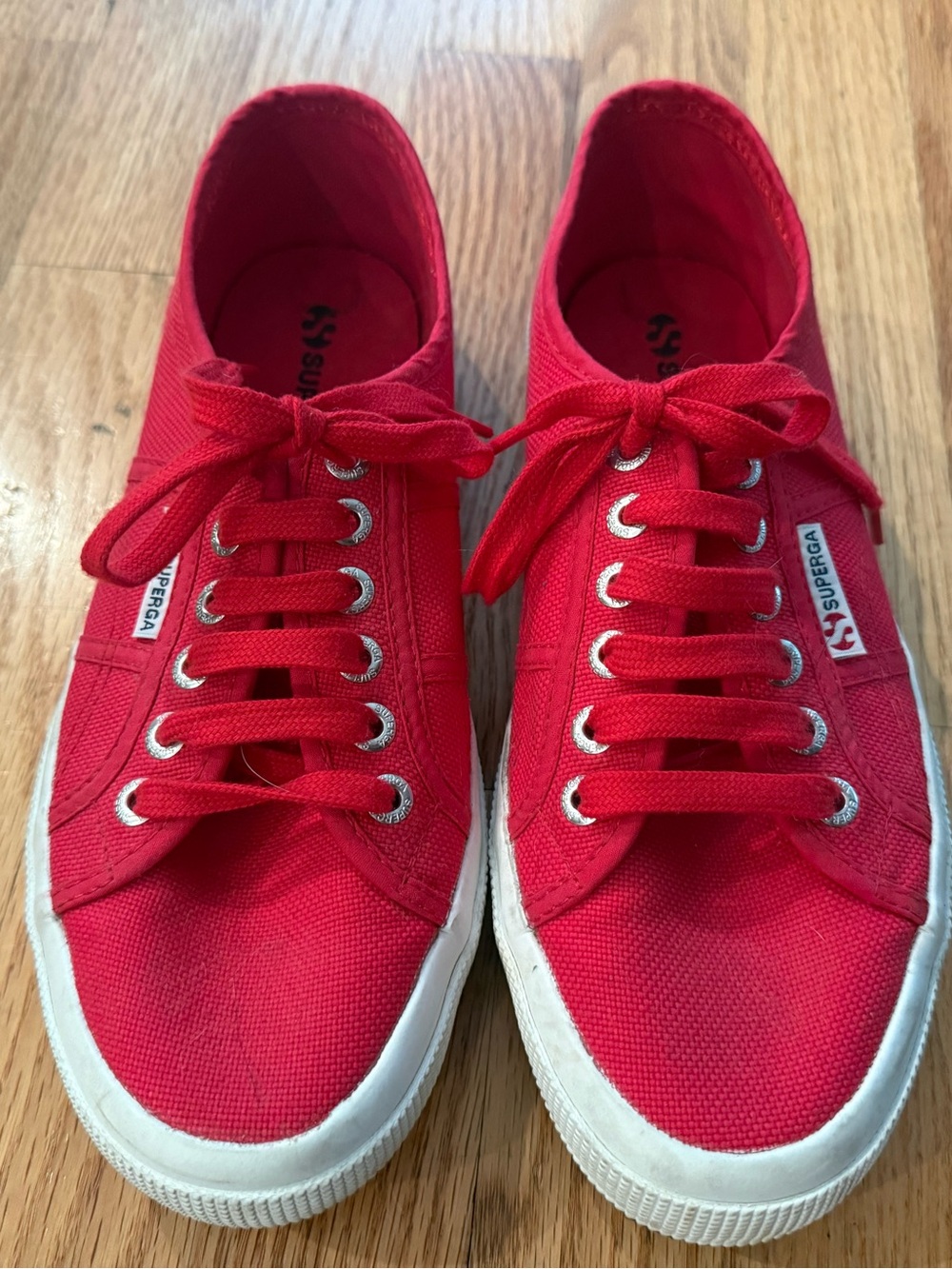 Superga Red Canvas Low-Top Lace-Up Sneakers